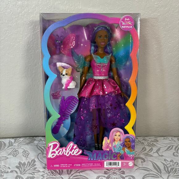 NEW BARBIE TOUCH OF MAJIC Brooklyn Doll & 2 Fairytale Pets Keepsake Collectible - Picture 1 of 6